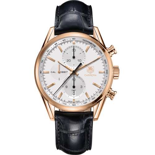 Tag Heuer Carrera Solid Rose Gold Case Silver Dial Men's Watch CAR2140-FC8145